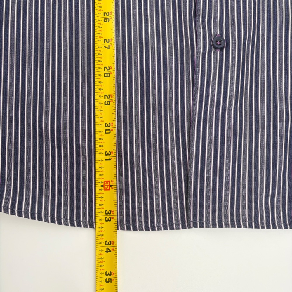 Inserch Button Down Shirt Mens 4XL Purple White Stripe Paisley Jacquard Cotton - Picture 11 of 11